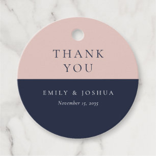 Blush Navy Blue Moderne Hochzeit Geschenkanhänger