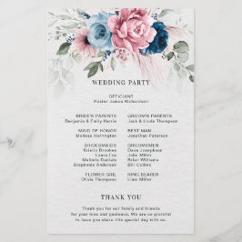 Blush Navy Blue Soft Pastel Pink Hochzeitsprogramm