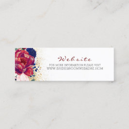 Blush Navy Blue und Burgund Red Floral Wedding Mini Visitenkarte