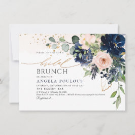 Blush Navy Blue Watercolor Blume Bridal Brunch Einladung