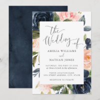 Blush Navy Floral Frame Wedding