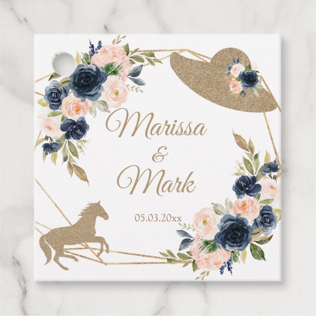 Blush & Navy Kentucky Derby Wedding Geschenkanhänger (Vorderseite)
