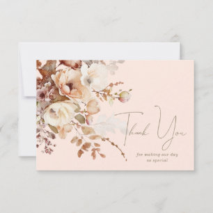 Blush Neutral Floral Danke Notizkarte