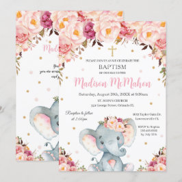 Blush Niedlich Elephant Christening Taufe Einladung