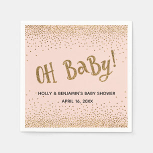 Blush "Oh Baby!" Gold Glitzer Confetti-Namen, Datu Serviette