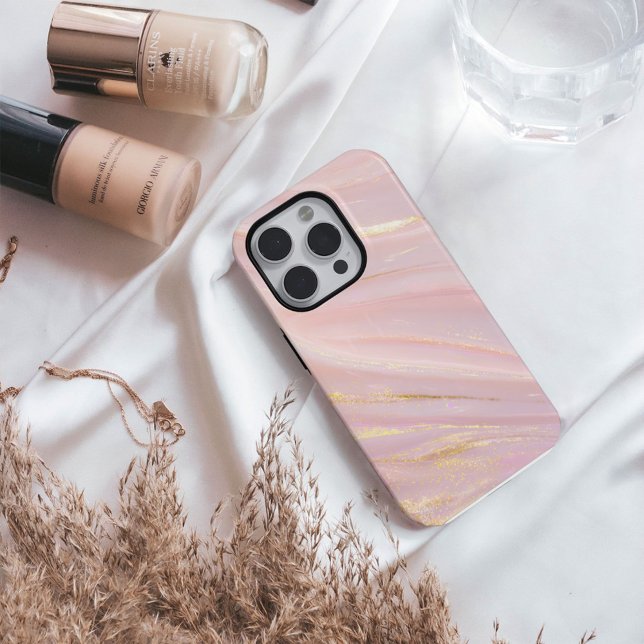 Blush Opaline – Luxus-Rosa-&-Gold-Marmor iPhone 16 Hülle (Von Creator hochgeladen)