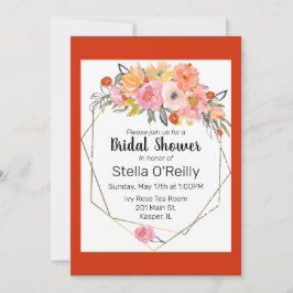 Blush Orange gelbe Blütengoldgestelle Einladung