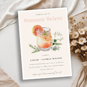 Blush Orange Summer Soiree Cocktail Pool Party Einladung