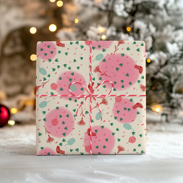 Blush Ornaments & Stockings – Retro Christmas Geschenkpapier (Von Creator hochgeladen)
