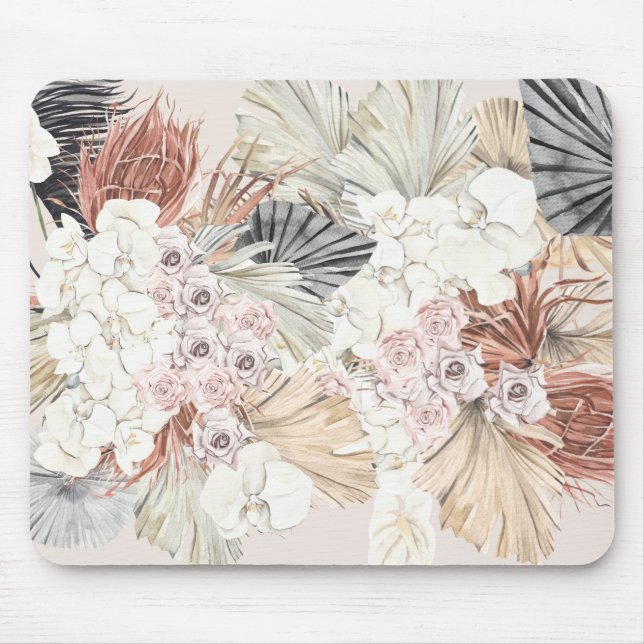 Blush Pampas Grass Floral Tropischer Dschungel Mousepad (Vorne)
