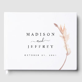 Blush Pampas Grass Minimalistisch Hochzeit Gästebuch