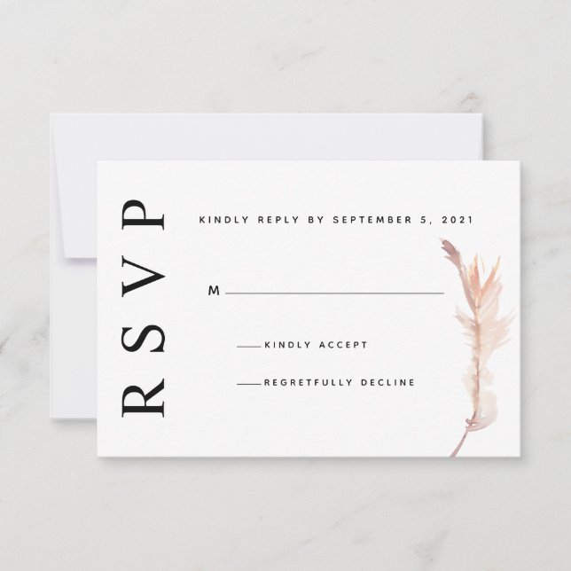 Blush Pampas Grass Minimalistische Hochzeitkarte R RSVP Karte (Vorderseite)