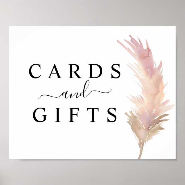 Blush Pampas Grass Wedding Cards & Gifts Zeichen Poster (Vorne)