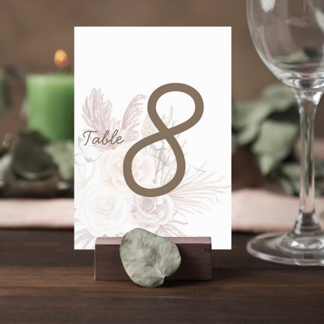 Blush Pampas Grass Wedding Table Number Card Tischnummer (Von Creator hochgeladen)