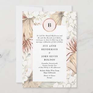 Blush Pampas und Rose Gold Foil Einladung Hochzeit