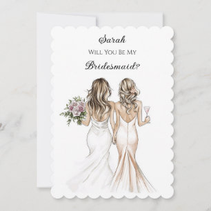 Blush Pastel Bridesmaid Vorschlagskarte Einladung