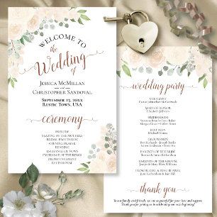 Blush Peach Boho Floral Budget Hochzeitsprogramm