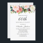 Blush Peach Botanical Floral 60. Geburtstag Einladung<br><div class="desc">Hübscher Blumenladen zum Geburtstag im Kleinen Bayleigh Store!</div>