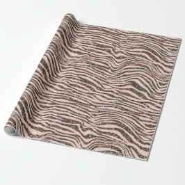 Blush Peach Chocolate Braun Zebra Glitzer Geschenkpapier