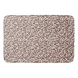 Blush Peach Chocolate Brawn Leopard Glitzer Badematte