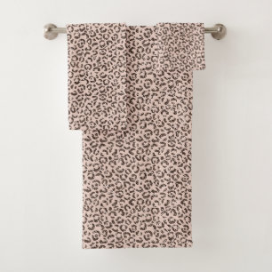 Blush Peach Chocolate Brawn Leopard Glitzer Badhandtuch Set