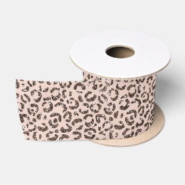 Blush Peach Chocolate Brawn Leopard Glitzer Satinband