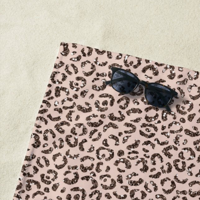 Blush Peach Chocolate Brawn Leopard Glitzer Strandtuch (Beispiel)