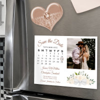 Blush Peach Floral Calendar & Foto Save the Date