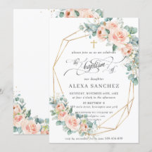 Blush Peach Floral Greenerie Taufe Geometrie