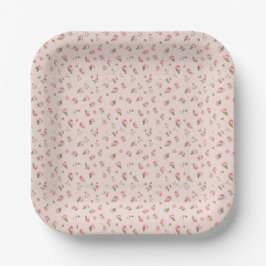 Blush & Peach Floral Paper Plate Pappteller