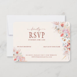 Blush Peach Floral QR Code UAWG Wedding RSVP Karte