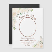 Blush Peach Floral Save the Date Oval Foto Magnet
