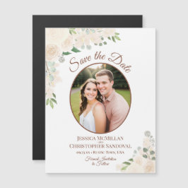 Blush Peach Floral Save the Date Oval Foto Magnet