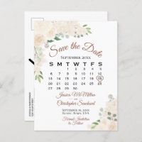 Blush Peach floral Wedding Save the Date Calendar