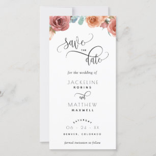 Blush Peach floral Wedding Save the Date Lesezeich
