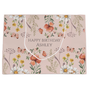 Blush Peach Floral Wildblume Geburtstag Große Geschenktüte
