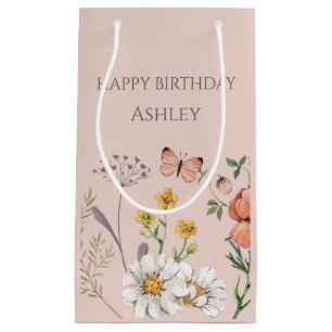 Blush Peach Floral Wildblume Geburtstag Kleine Geschenktüte