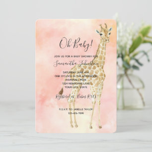 Blush Peach Giraffe Babydusche Einladung