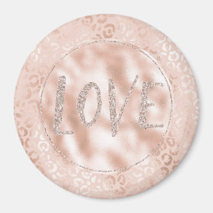 Blush Peach Leopard Print Glitzer Liebe Magnet