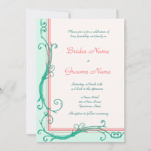 Blush Peach & Mint Hochzeitseinladung Einladung