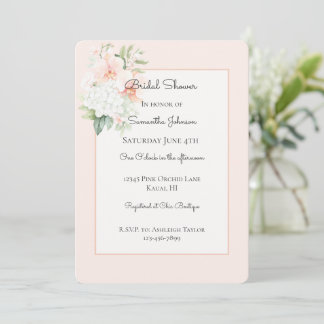 Blush Peach Orchid Flowers Bridal Shower Einladung