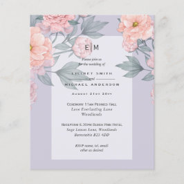 Blush Peach PEONIES Blue Wedite BUDGET Flyer