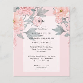 Blush Peach PEONIES Lilac Wedite BUDGET Flyer