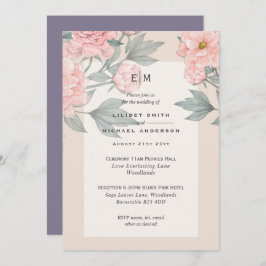 Blush Peach PEONIES Lilac Wedite Einladung Empfang