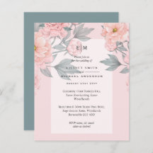 Blush Peach PEONIES Sage Wedite Einladung Empfang