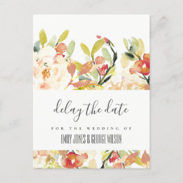 BLUSH PEACH PINK FLORAL WEDDING VERZÖGERN DAS DATU ANKÜNDIGUNGSPOSTKARTE