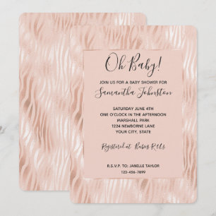 Blush Peach Pink Zebra Baby Dusche Einladung