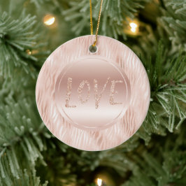 Blush Peach Pink Zebra Print Glitzer Liebe Keramik Ornament