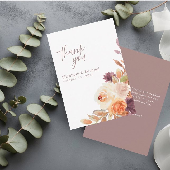 Blush Peach Plum Elegant Wedding Thank You Card Einladung (Von Creator hochgeladen)