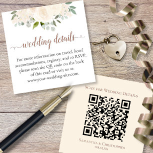 Blush Peach Rose Hochzeitdetails Website QR Code Begleitkarte